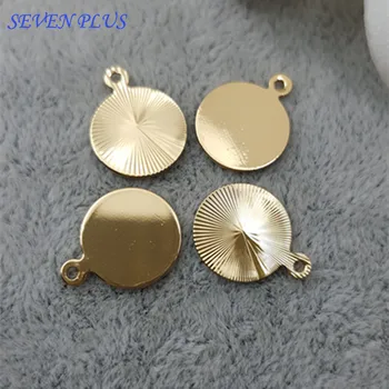 

High Quality 200 Pieces/Lot Diameter 10mm Gold Color Two Styles Round Tag Custom Logo Charm Metal Jewelry Making Charms