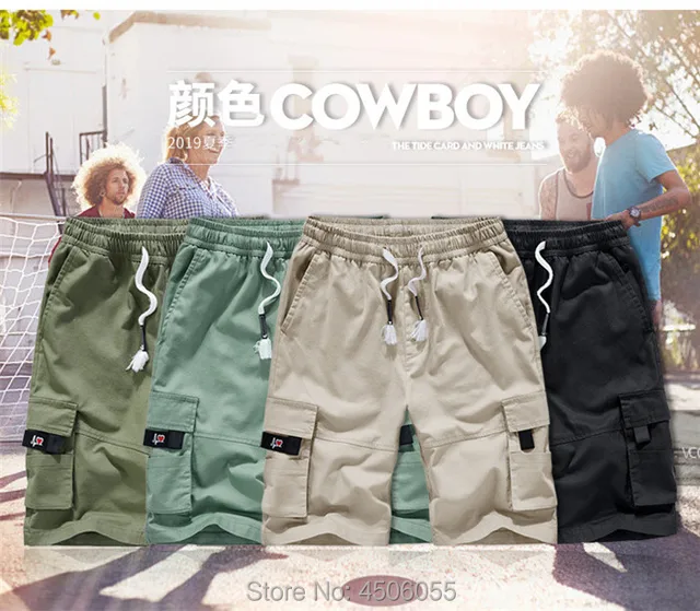 Aotoyou Pantaloncini Cargo Uomo Pantaloni Corti 3/4 Bermuda Uomo Estivi in Cotone, Vita Elasticizzata, con Cintura, Cachi, XL Corto