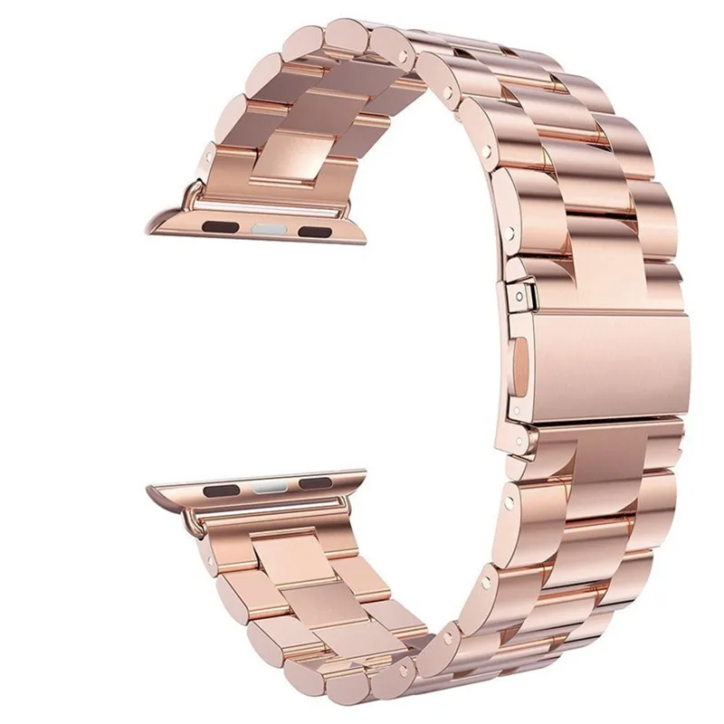 Модные Классические Нержавеющая сталь ремешок 42 мм 38 мм для Apple Watch Band три воздействий Стиль Бизнес Для мужчин Смарт-часы ремни