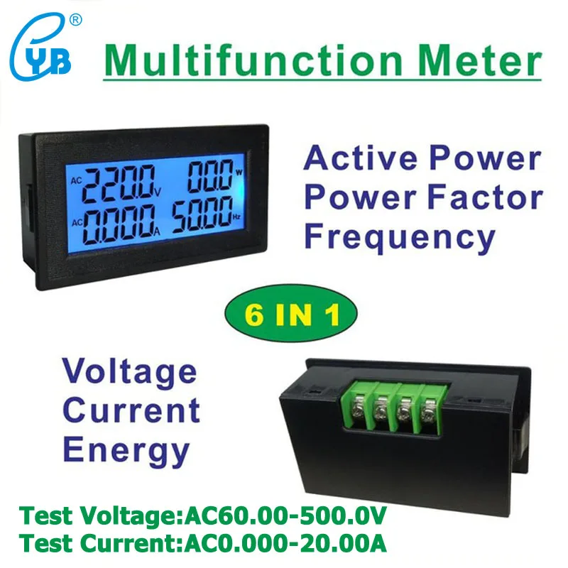 AC 60 500V 20A LCD Digital Multimeter Energy Tester Votage