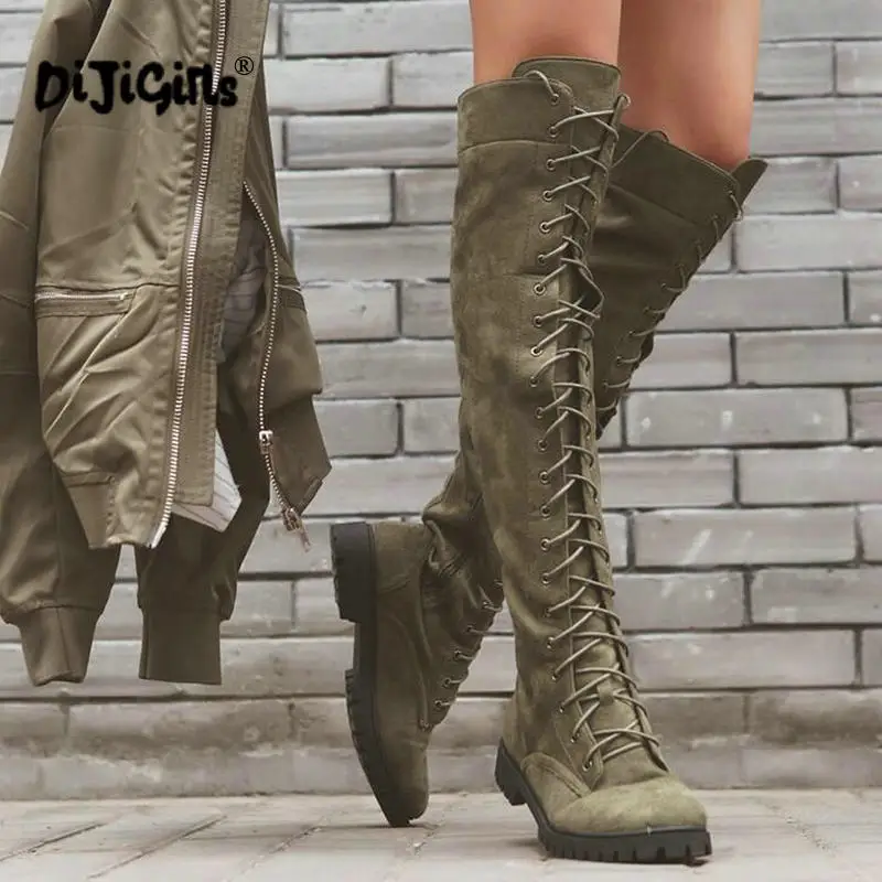 

Drop Ship Winter Women's Boots Shoes Sexy Fashion Flock Over Knee Boots Women Med Square Heel Rubber Boots
