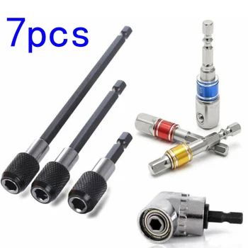 

New 105 Degree Angle Drill Bit Socket Holder Extension Chuck Adapter 7 Pieces