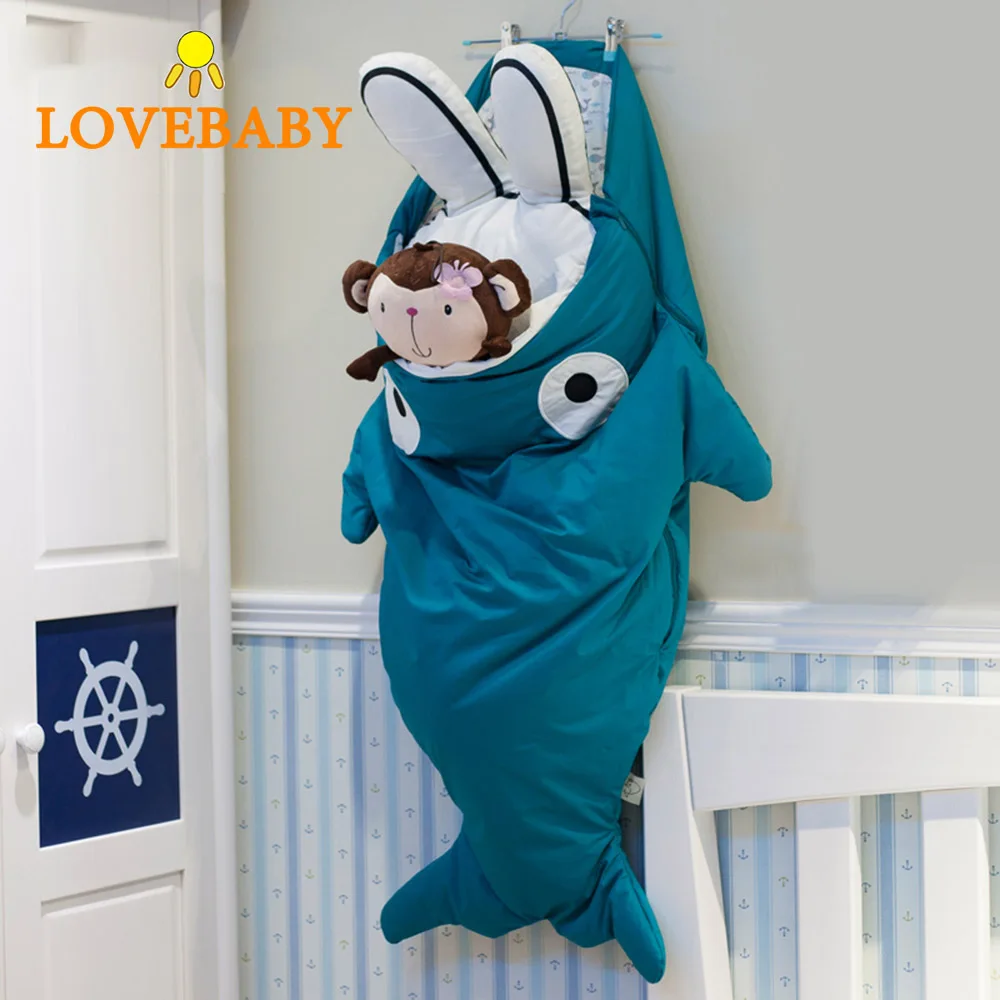 

Infant Sleeping Bag Shark Shape Sleeping Bag Cartoon Anti-kick Is Autumn And Winter Newborn Baby Out Of Cotton Creative Gifts