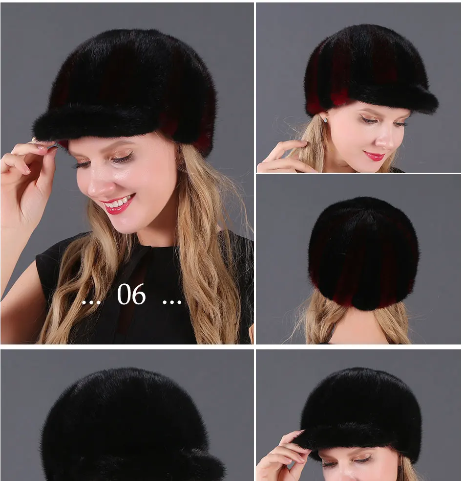 Меховая шапка, женская зимняя норковая шапка с утиным язычком, рыцарская шапка, уличная теплая Бейсболка из кожи норки на осень и зиму