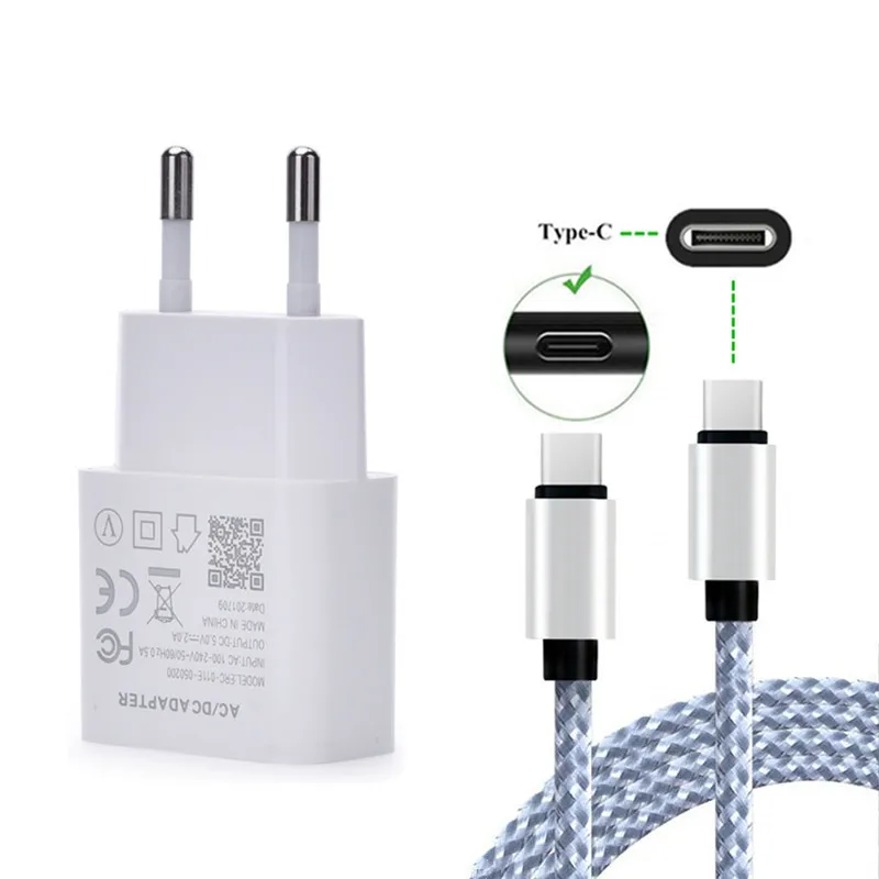 

For Xperia 1 10 XA1 XA2 XZ3 Nubia Z17 Mini S Redmi Note 7 pro Pcoophone F1 Phone usb EU Charger fast Adapter & USB Type C Cable