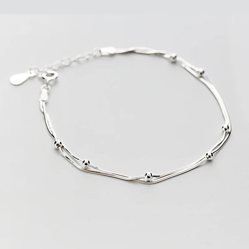 DreamySky pulsera de plata de primera ley con cuentas para mujer