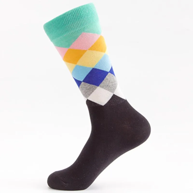 Брендовые качественные мужские носки 27 цветов, полосатые клетчатые носки с вишней, мужские носки из чесаного хлопка
