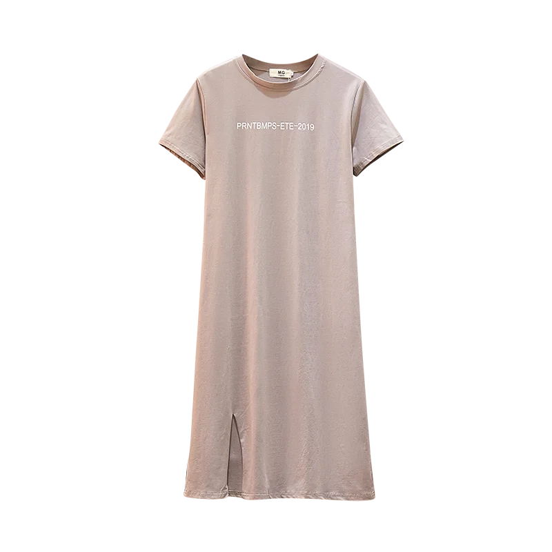 

Plus Size Letter Solid T Shirt Dress Women O-Neck Short Sleeve Women Dress A-Line Casual Elegant Summer Dresses 2019