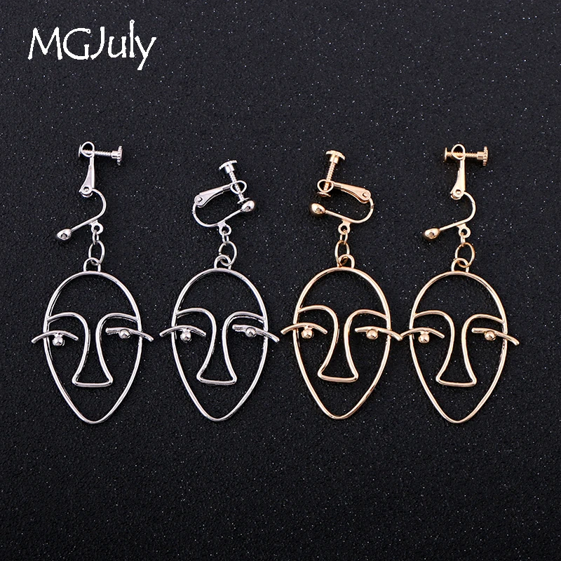 

Face Earrings No Hole Ear Clip Geometry Simple Metal Face Clip Earring Without Piercing Women Statement Earrings Jewelry CE178