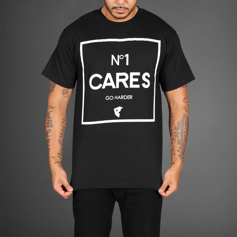 

Free Shipping mens t shirts fashion Famous Stars and Straps NO 1 Cares Go Harder Black t shirt Cotton short sleeves tee shirts