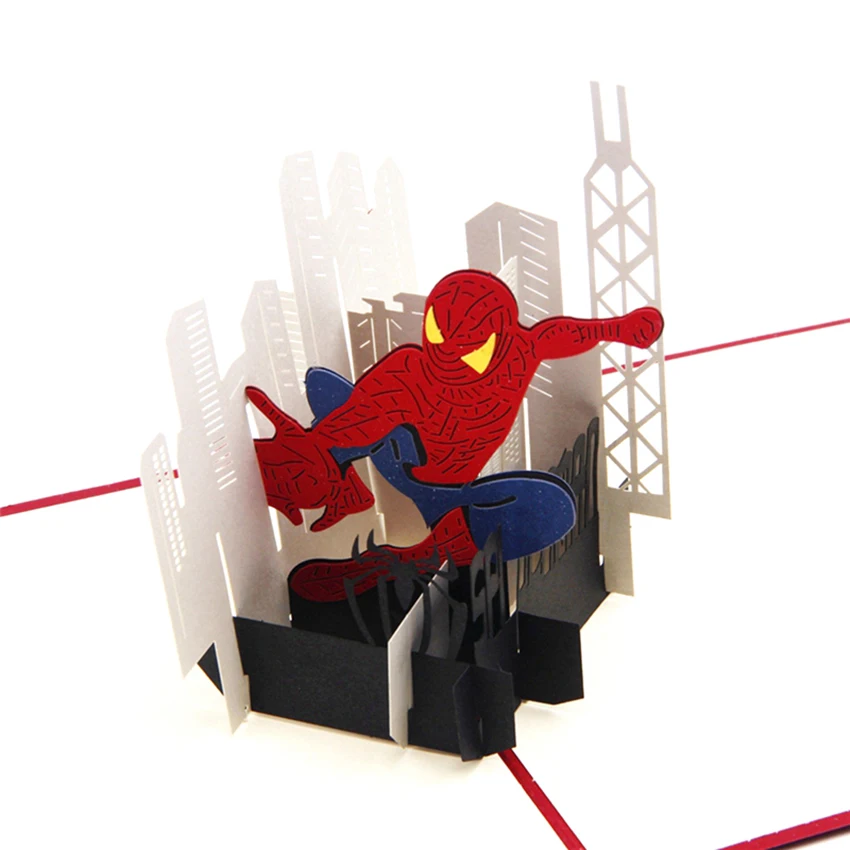  3d greeting card creative gift cartoon spiderman New Year Christmas birthday card business postcard - 32963901612