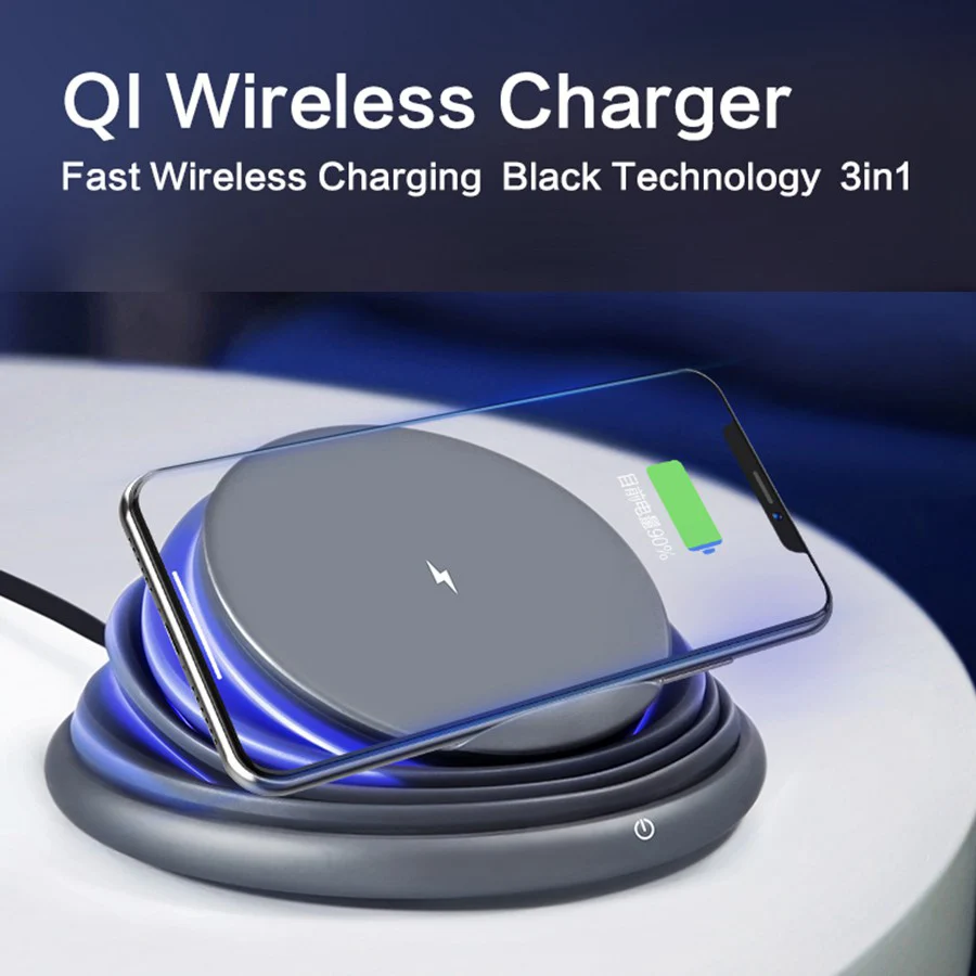 LED Light Foldable 10W Qi Wireless Charger for iPhone X XS Max XR 8 Plus Samsung S8 S9/S9+ Note 9 Fast Charging | Мобильные телефоны
