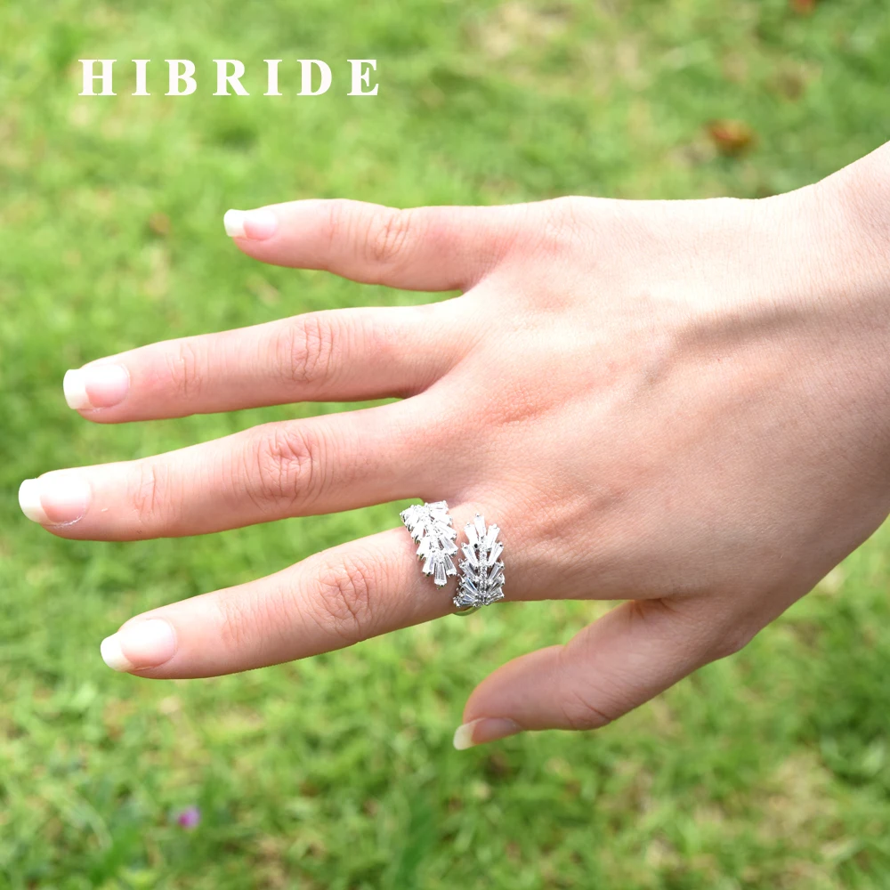 HIBRID Модные женские ювелирные изделия ручной работы AAA инкрустация кубическим цирконием регулируемое свадебное кольцо для женщин вечерние Подарочная бижутерия R-18
