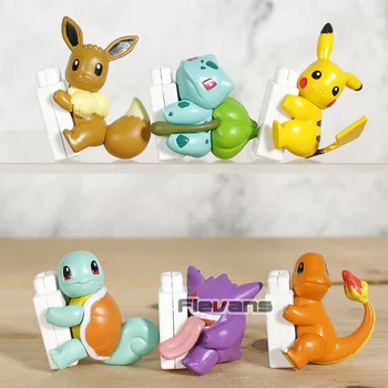 

Anime Monster on The Cable Eevee Bulbasaur Squirtle Charmander Gengar Mini PVC Figures Toys 6pcs/set