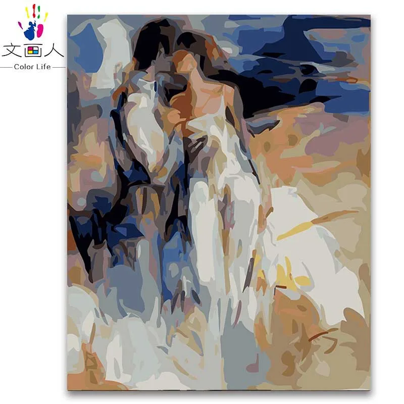 

Coloring by numbers kissing lover digital painting by numbers Abstract figure canvas numbers painting pictures by numbers framed