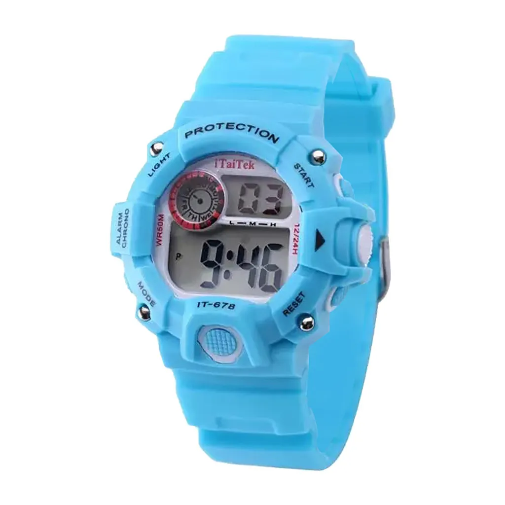 Itaitek модные спортивные детские цифровые часы, многофункциональные светящиеся водонепроницаемые пластиковые детские Студенческие часы, электронные часы
