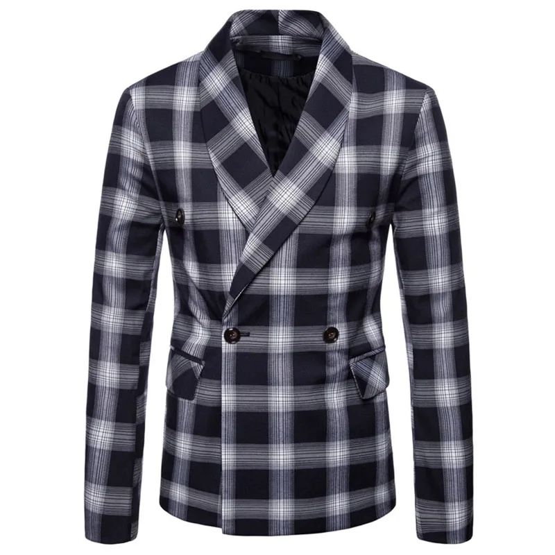 M-4XL الخريف الرجال الحلل منقوشة وشاح طوق ملابس الشتاء الذكية عارضة ضئيلة الستر الذكور زائد حجم معاطف الدعاوى 2018 جديد