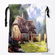 Custom Classical Country House Drawstring Bags Printing Travel Storage Mini Pouch Swim Hiking Toy Bag Size 18x22cm#180412-11-89