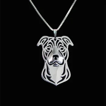 

Staffordshire Bull Terrier necklace pendant women gold silver plated cute animals jewelry free ship 12pcs/lot