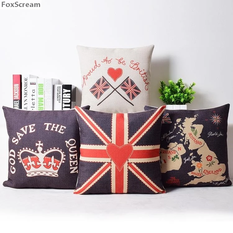 London decorative Pillows Cushions Covers Home Decor throw pillows case Retro Red Cushions Linen