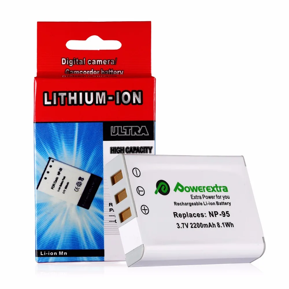 Powerextra 2pcs 3.7v Battery NP 95 Replacement For Fujifilm Finepix