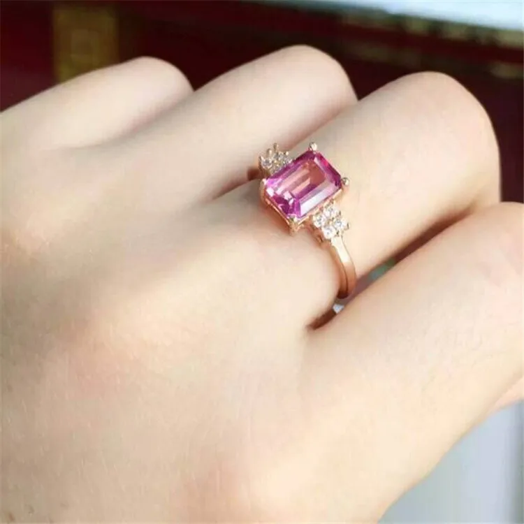 KJJEAXCMY fine jewelry 925 серебро инсет розовый топаз кольцо золото и серебро цвет женский. ASD