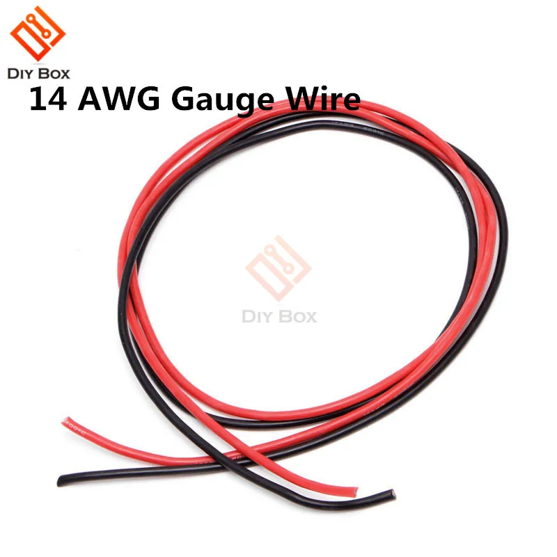 14 AWG Калибр провода гибкие многожильные медные кабели с силиконовой оплеткой для RC черный 1 М+ Красный 1 м = 2 м