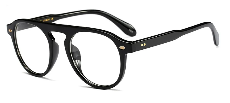 SHAUNA Модные украшение для ногтей женские круглые солнцезащитные очки ретро мужские желтый оттенок/прозрачные линзы Оттенки UV400 - Цвет линз: Glossy Black Clear