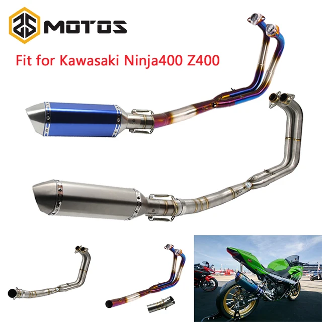 ZS MOTOS Motorcycle Full Exhaust System For Kawasaki Ninja 400 Z400