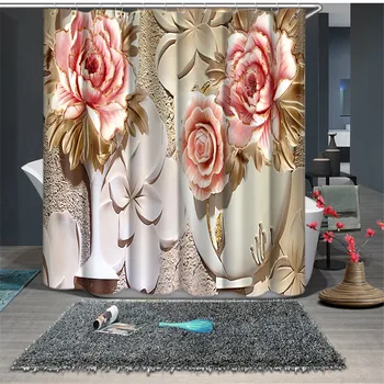 

Europe Modern style Waterproof fabric Bathroom Kitchen 3D Shower Curtains Door Window Curtains