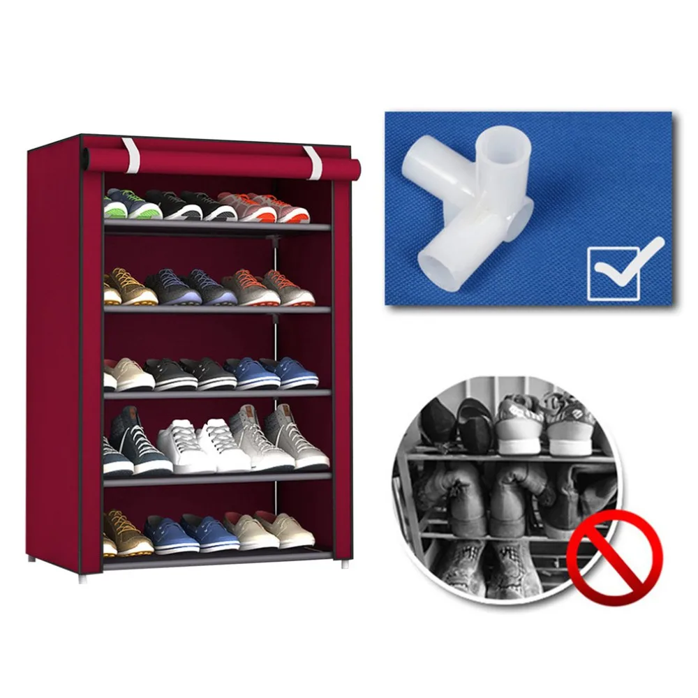 5 слоев 6 Сетка обувной шкаф для обуви стойка для хранения пыли и влаги большая емкость домашняя мебель складная DIY простая обувная стойка