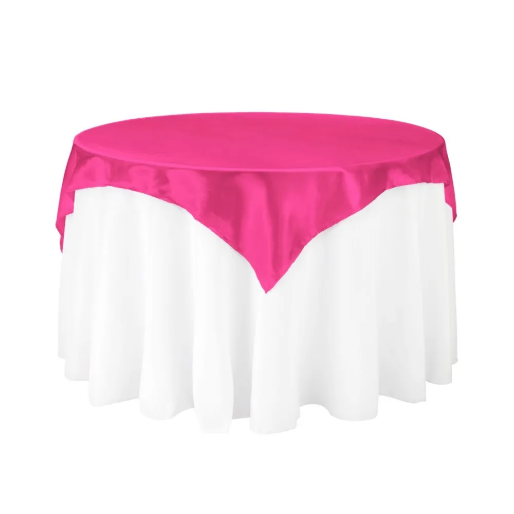 10Pcs 72"*72" Fuchsia Square Table Overlay For Round Wedding/Party