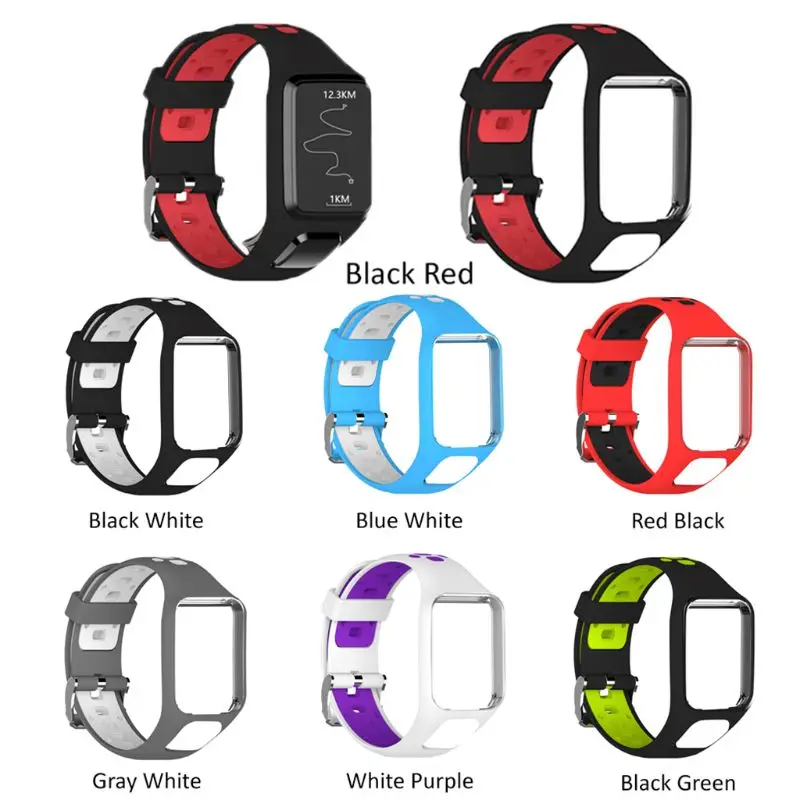 

Two-tone Watch Band Wrist Strap TPE Adjustable Bracelet Sports Replacement for TomTom 2 3 Series Smart Watch Accessories