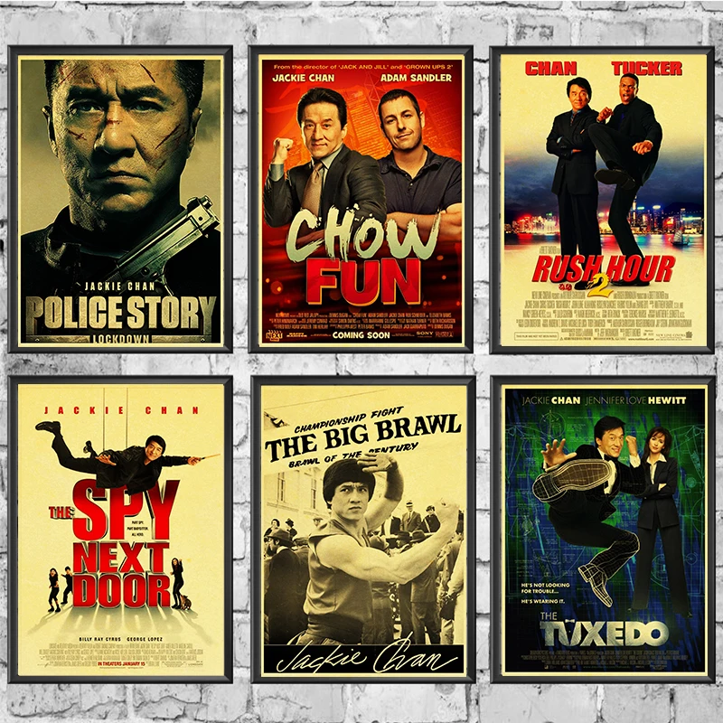 

Jackie Chan Retro Posters Classic Chinese Kung Fu Movie Vintage Matte Kraft Poster Home Room Cafe Bar Wall Decorative Painting
