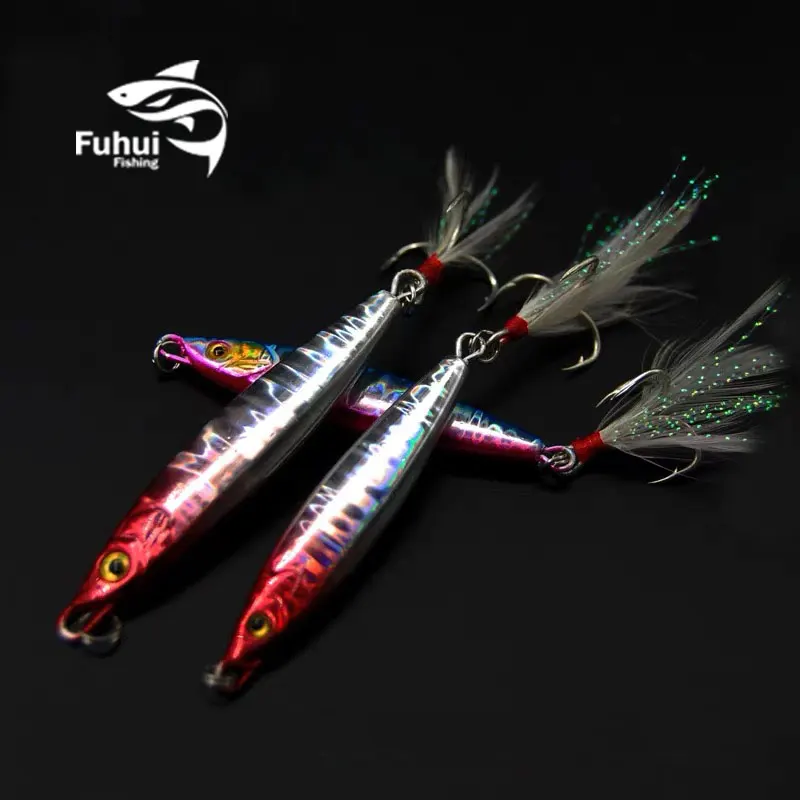 

Laser metal clamp 18G 20g 25g 40g 60g 80g jigging bait lead fish metal bait Barracuda fishing gear with three hooks