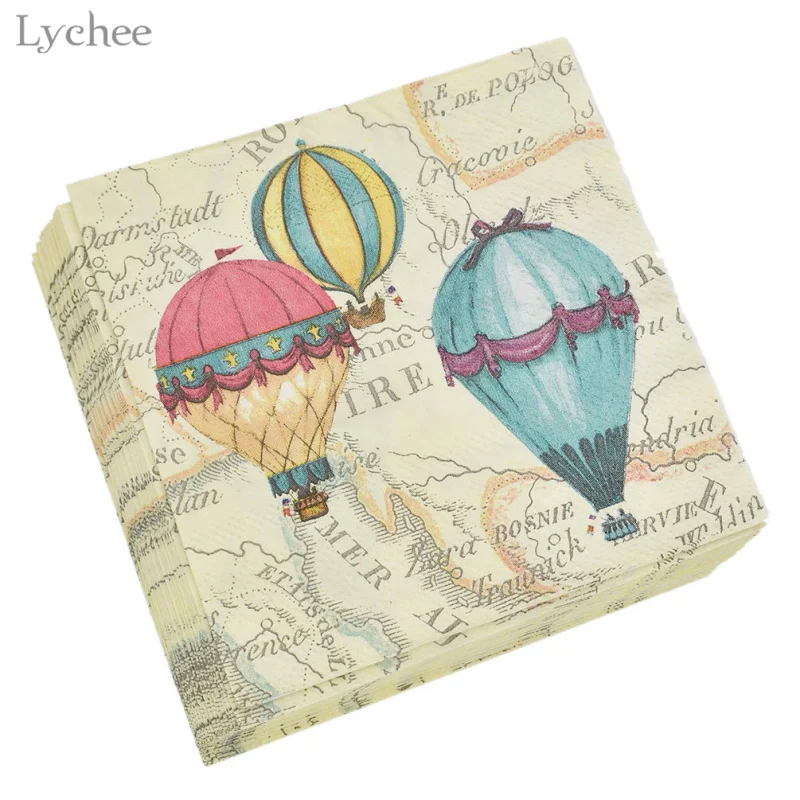 

Lychee 20pcs Fire Balloon Printing Disposable Napkins for Wedding Party Table Paper Decoration