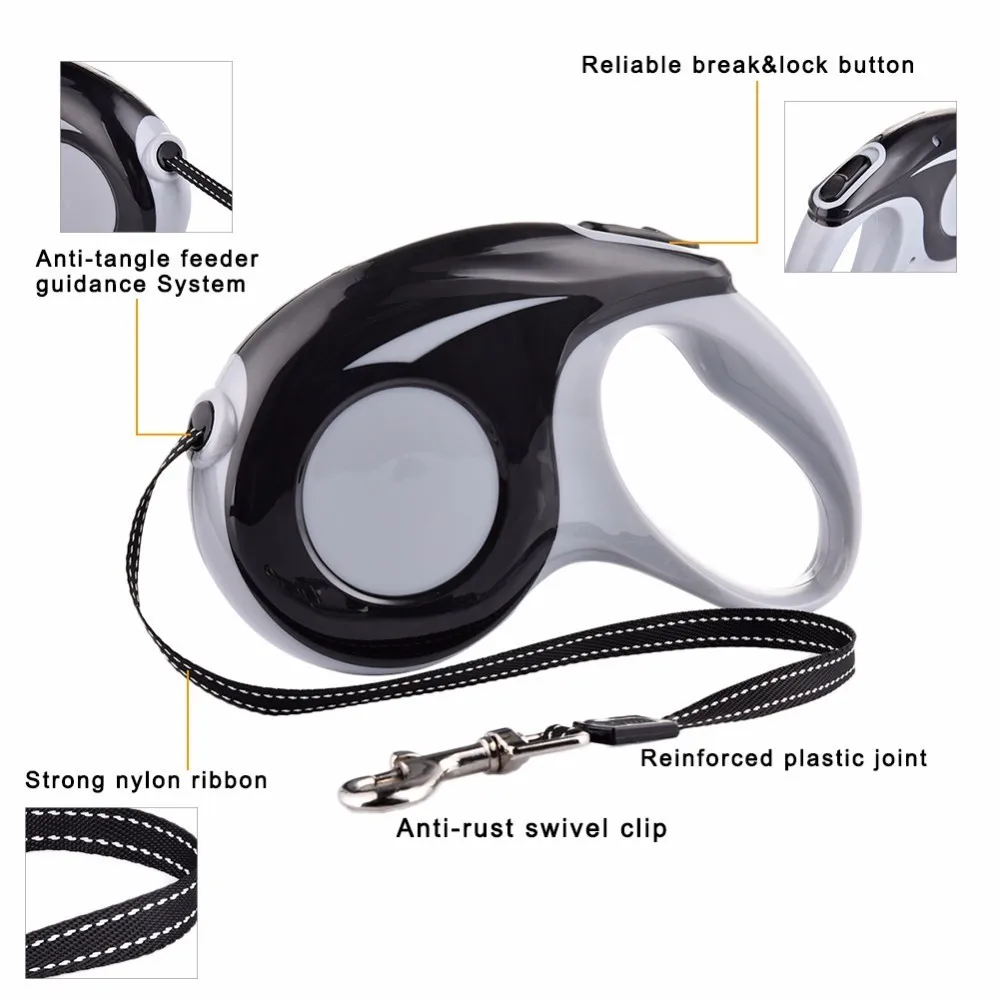Pet Supplies ABS Dog Collar Leash 3/5 Meter Automatic Retractable Harness Durable Puppy Patrol Rope Walking Cat Traction|leash harness|retractable