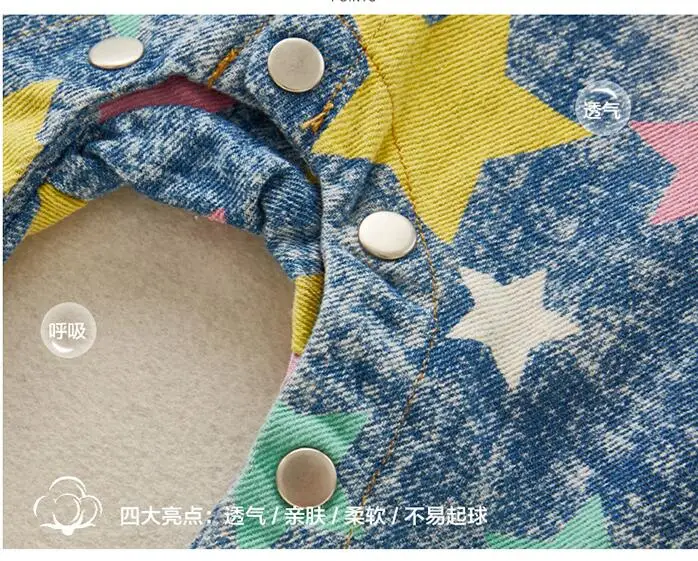 Ropa de bebé recién nacido otoño bebé Denim Rompers para niños mono de manga larga de impresión bebé Romper ropa bebe bebé traje 3-18 m Ropa de bebé recién nacido otoño bebé Denim Rompers para niños mono de manga larga de impresión bebé Romper ropa bebe bebé traje 3-18 m