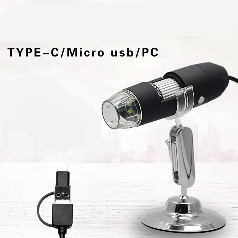 Hukai 1000X Digital Microscope USB Endoscope 8LED Camera Microscopio Magnifier W Stand