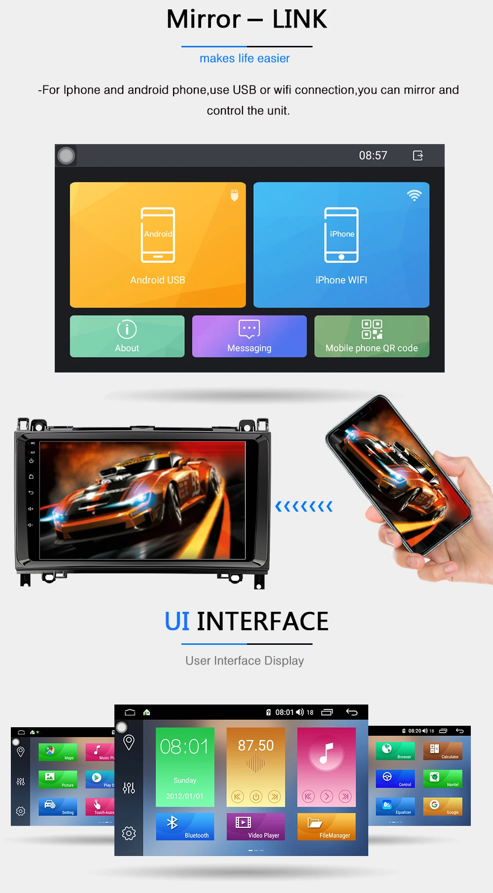Sale Funrover 8 Core Android 9.0 2din Auto radio Car DVD multimedia for Mercedes Benz B200 A B Class W169 W245 Viano Vito W639 2.5D 24