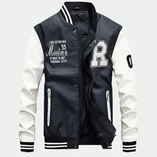 Бейсбольные куртки с вышивкой мужские модные пальто из искусственной кожи Новые хип хоп Уличная зимняя теплая куртка-бомбер верхняя одежда