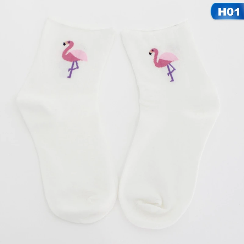 Милые Фламинго забавные носки 1 пара принт овечка Пингвин край носок женские животные Harajuku носки осень зима женские хлопковые носки