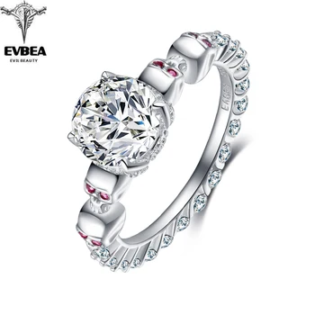 

EVBEA Eternity Round Cut Skull Ring for Women Punk Jewelry Engagement Wedding CZ Rings