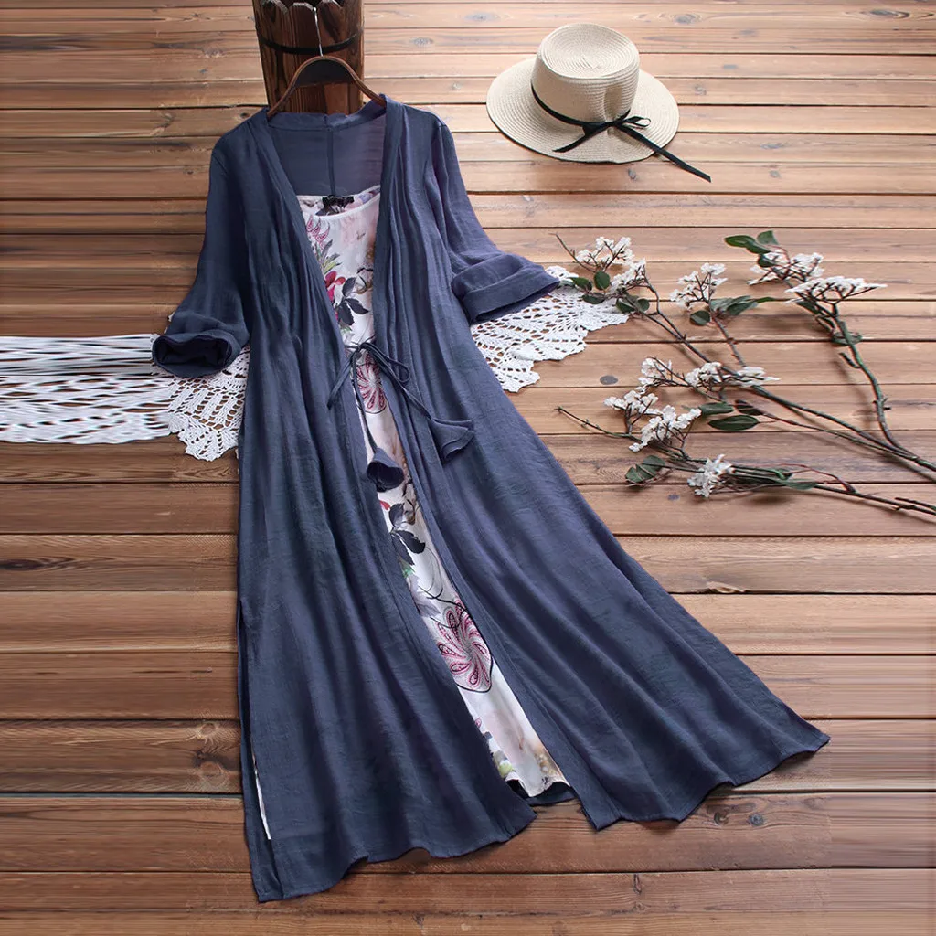 

Plus size floral print women dress Lace up tassel long sleeve summer dress Elastic high waist female dress DouDouLu Vestidos