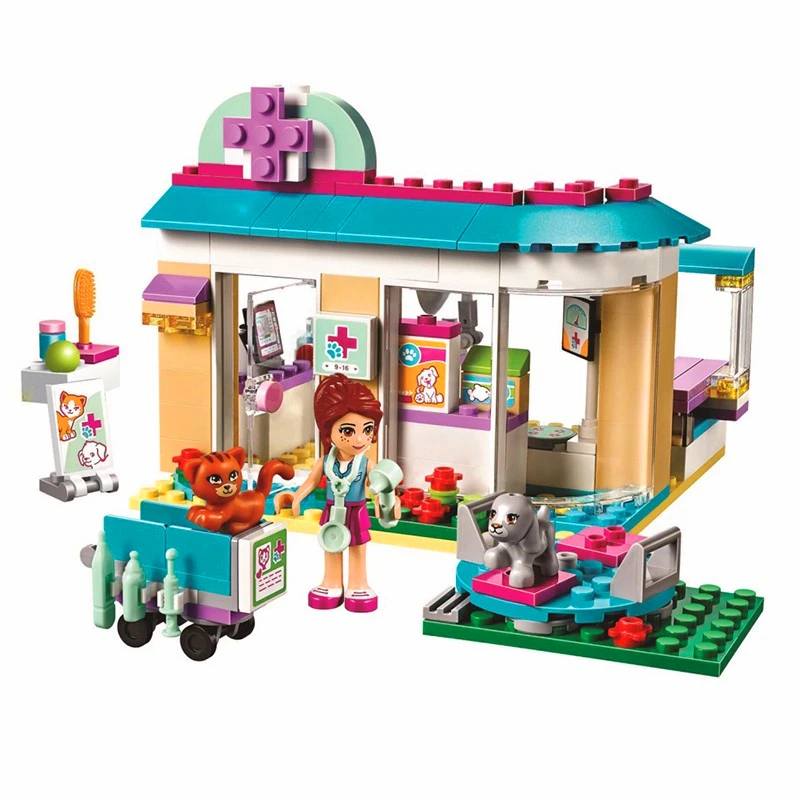 

BELA 10537 Friends Pet Hospital Vet Clinic Building Blocks Brick Compatible LegoIN 41085 Technic Playmobil Toys For Children