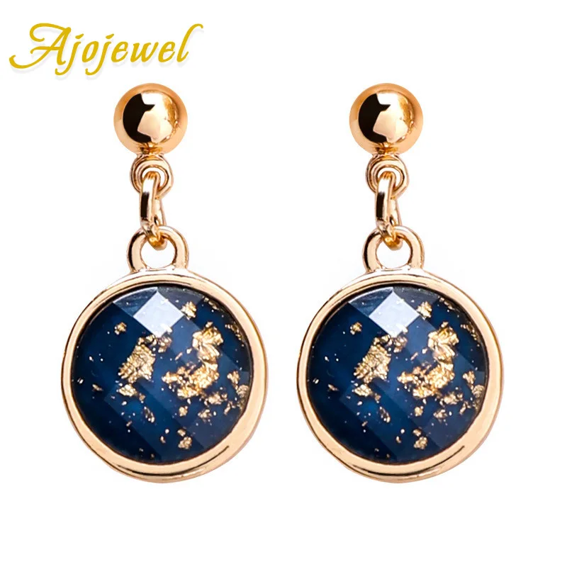 

Ajojewel Trendy Japanese Korean Girl Cute Earrings Small Round Crystal Drop Earrings Blue Red Colors Bijoux