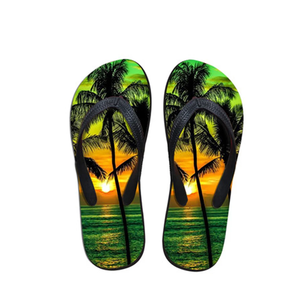 NOISYDESIGNS men Flip Flops 3D Palm Tree Pattern men Casual Summer Slip