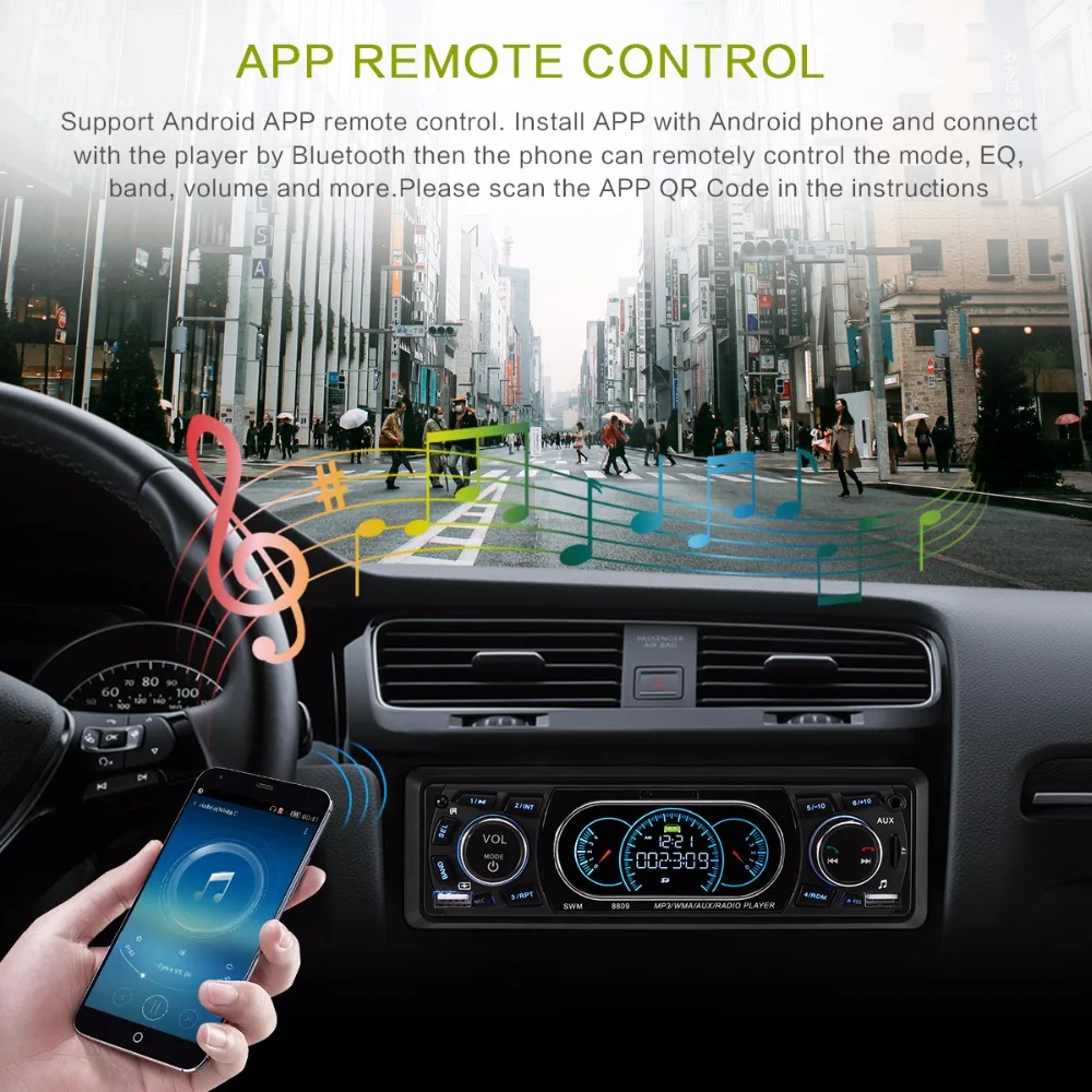 Автомобильный MP3 плеер Onever 1 Din Bluetooth стерео аудио с поддержкой USB/FM приемника