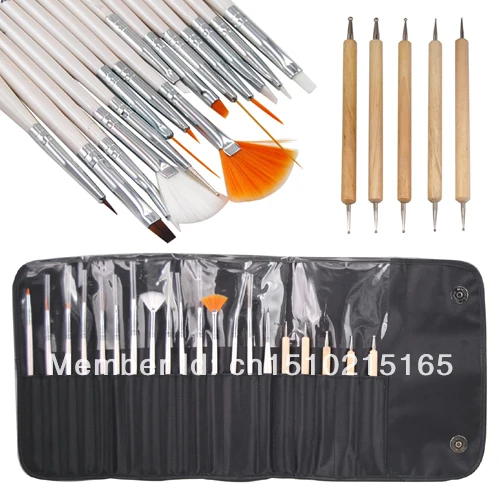 20 штук, ручки для дизайна ногтей, кисти, дизайнерские рисунки Дотсом, набор инструментов для полировки