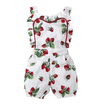 

2019 summer baby female baby clothes one-piece suspenders girls cute style strawberry print jumpsuit 70CM-100CM